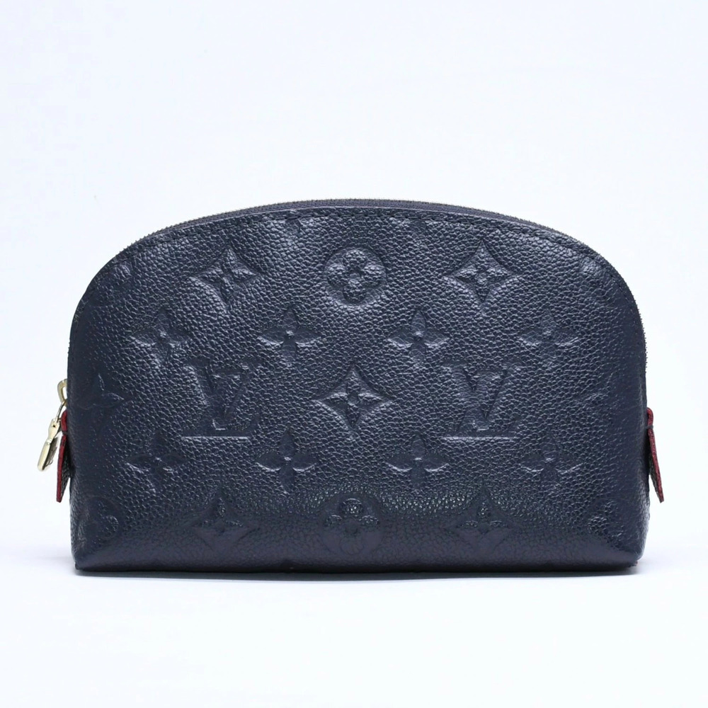 Louis Vuitton Pochette Cosmetic Pouch Monogram Empreinte Leather Marine Blue